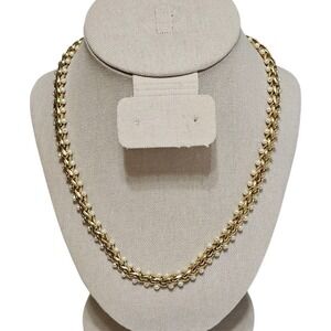 Vintage Richelieu Necklace 18" Gold Tone Woven Chain Faux Seed Pearl Signed